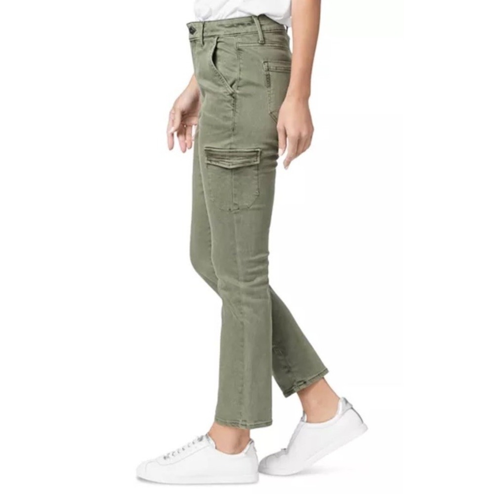 PAIGE Cargo Pants Womens 28 Olive Mayslie Slim Ankle Utility Green Lyocell Blend